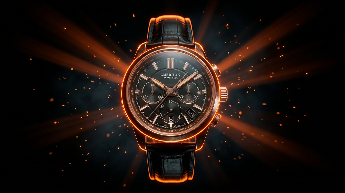 Cinematic SnappedFrame AI watch render with ember lighting
